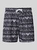 Emporio Armani Regular Fit Badeshorts mit Label-Print Dunkelgrau