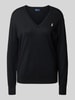 Polo Ralph Lauren Gebreide pullover met logostitching en V-hals Zwart