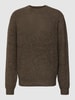 MCNEAL Strickpullover mit geripptem Rundhalsausschnitt Dunkelbraun meliert