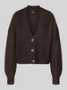ONLY Regular Fit Strickjacke mit einreihiger Knopfleiste Modell 'CAROL NICE' Schoko
