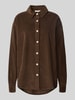 American Vintage Relaxed fit overhemdblouse van corduroy, model 'PADOW' Chocoladebruin