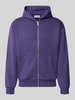 REVIEW Relaxed Fit Sweatjacke aus Baumwoll-Mix mit Label-Detail Purple
