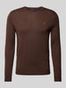 Polo Ralph Lauren Slim Fit Strickpullover aus reiner Wolle Dunkelbraun