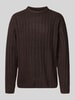 Jack & Jones Gebreide pullover met ribboorden, model 'BRADLEY' Donkerbruin