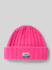 American Vintage Strickmütze mit Label-Patch Modell 'VITOW' Neon Pink