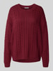 Review Gebreide pullover met kabelpatroon en ronde hals Bordeaux