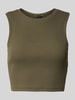 Only Slim Fit Crop Tops aus Baumwoll-Mix Modell 'VILMA' Oliv