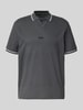 BOSS Green Regular fit poloshirt met labelstitching Donkergrijs