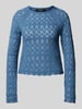 Vero Moda Regular Fit Strickpullover aus Ajour-Strick Modell 'NEW FABIENNE' Blau