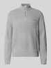 REVIEW Strickpullover mit Stehkragen und Reißverschluss Hellgrau Melange