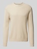 SELECTED HOMME Strickpullover mit gerippten Abschlüssen Modell 'DANE' Offwhite