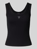 Guess Tanktop in riblook met labeldetail Zwart