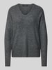 Vero Moda Regular Fit Strickpullover mit V-Ausschnitt Modell 'CREWLEFILE' Mittelgrau