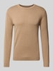 Tom Tailor Regular Fit Strickpullover aus reiner Baumwolle mit Rundhalsausschnitt Beige