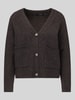 VERO MODA Oversized Strickjacke mit Woll-Anteil Modell 'BOOM' Schoko Melange