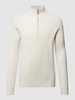 s.Oliver RED LABEL Strickpullover mit Troyer-Kragen in unifarbenem Design Offwhite