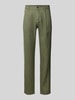 Marc O'Polo Tapered linnen broek met bandplooi, model 'OSBY JOGGER' Olijfgroen