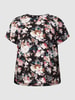 ONLY CARMAKOMA PLUS SIZE blouseshirt met bloemenmotief, model 'Carvica'  Zwart