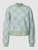 REVIEW Strickpullover mit Karomuster Rauchblau