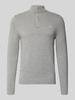 REVIEW Slim fit gebreide pullover van puur katoen Lichtgrijs gemêleerd
