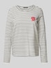 Vero Moda Regular Fit Langarmshirt mit Schriftzug-Stitching Modell 'OYA FRANCIS' Weiss