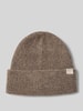 Barts Beanie met omslag en labeldetail, model 'Willian' Middenbruin gemêleerd