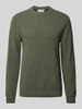 SELECTED HOMME Gebreide pullover met ribboorden, model 'LOOP' Donkergroen