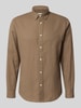 SELECTED HOMME Slim fit vrijetijdsoverhemd van puur katoen, model 'SLIMOWEN' Lichtbruin