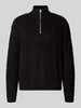 REVIEW Strickpullover mit Stehkragen und Reißverschluss Black