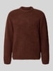 Edwin Strickpullover mit Rundhalsausschnitt Modell 'DUN' Mittelbraun