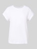 Jake*s Casual T-Shirt mit geripptem Rundhalsausschnitt Weiss