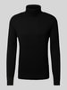 Tom Tailor Regular Fit Rollkragenpullover aus reiner Baumwolle mit Logo-Stitching Black