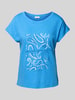 s.Oliver RED LABEL Relaxed fit T-shirt van een mix van katoen en viscose met artworkprint Blauw