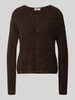 MOS MOSH Strickjacke aus Alpaka mit Knopfdetail Dunkelbraun