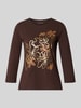 Tom Tailor 3/4-shirt met print aan de voorkant Donkerbruin