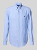 Polo Ralph Lauren Custom Fit Leinenhemd mit Label-Stitching Hellblau