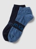 CK Calvin Klein Sneakersocken mit Label-Print im 2er-Pack Modell 'RIBBO' Blau Melange