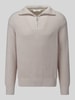 Selected Regular Fit Pullover aus reiner Baumwolle mit Troyer-Kragen Offwhite