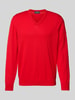 MAERZ Muenchen Strickpullover mit V-Ausschnitt Rot