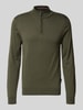 HECHTER PARIS Gebreide pulllover met opstaande kraag en ritssluiting Olijfgroen