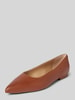 Lauren Ralph Lauren Leren ballerina's met blokhak, model 'LONDYN' Cognac