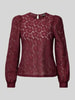 Pieces Regular fit shirt met lange mouwen en gebloemd kant Donkerrood