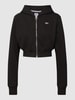 Tommy Jeans Cropped Sweatjacke mit Label-Stitching Schwarz