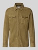 Profuomo Slim fit overhemdjack van echt geitenleer, model 'Overshirt' Groen