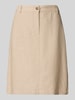 FREE/QUENT Spódnica o długości do kolan z mieszanki lnu i wiskozy model ‘Lava’ Beżowy