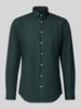 Jake*s slim fit zakelijk hemd met kentkraag Donkergroen