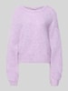American Vintage Sweter dzianinowy z prążkowanymi wykończeniami model 'NIBY' Różowy melanż