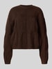 Pieces Relaxed Fit Strickpullover mit Woll-Anteil Modell 'JENNA' Dunkelbraun