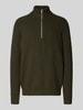 JAKE*S STUDIO MEN Gebreide pullover met opstaande kraag Donkergroen