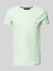 Tommy Hilfiger Slim Fit T-Shirt mit Logo-Stitching Hellgruen